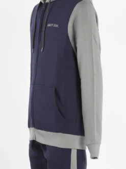 Navy Sail Tuta felpata da uomo con cappuccio e zip