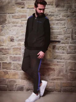 Navy Sail Tuta felpata da uomo con cappuccio e zip