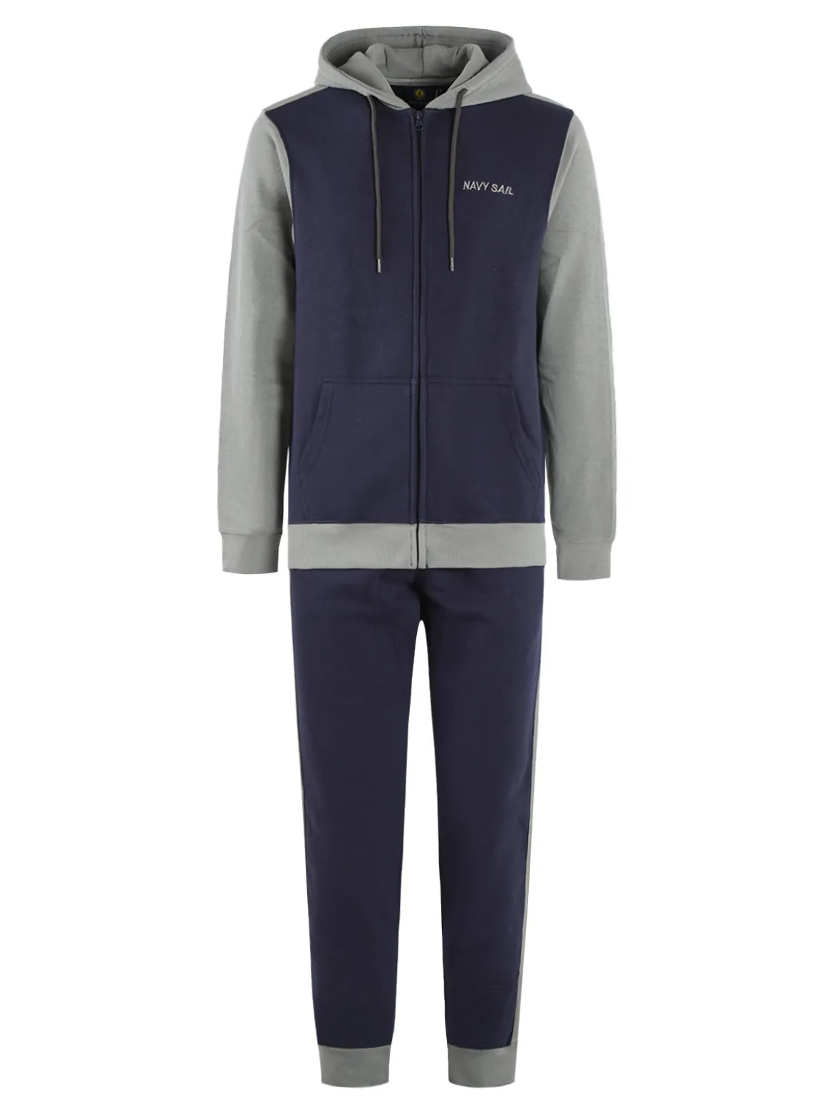 Navy Sail Tuta felpata da uomo con cappuccio e zip