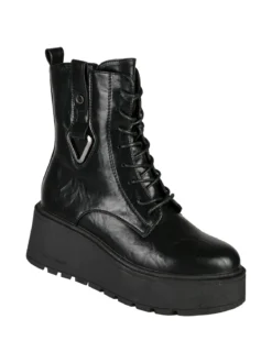 Nazareno Gabrielli Anfibi donna con zeppa platform - nero