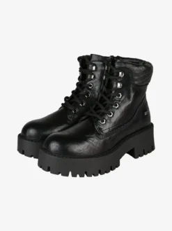 Nazareno Gabrielli Anfibi donna stringati con suola chunky - nero