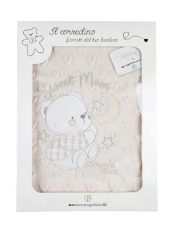 Nazareno Gabrielli Copertina culla double face in pile con orsetto - beige
