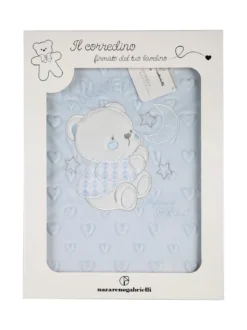 Nazareno Gabrielli Copertina culla double face in pile con orsetto - azzurro