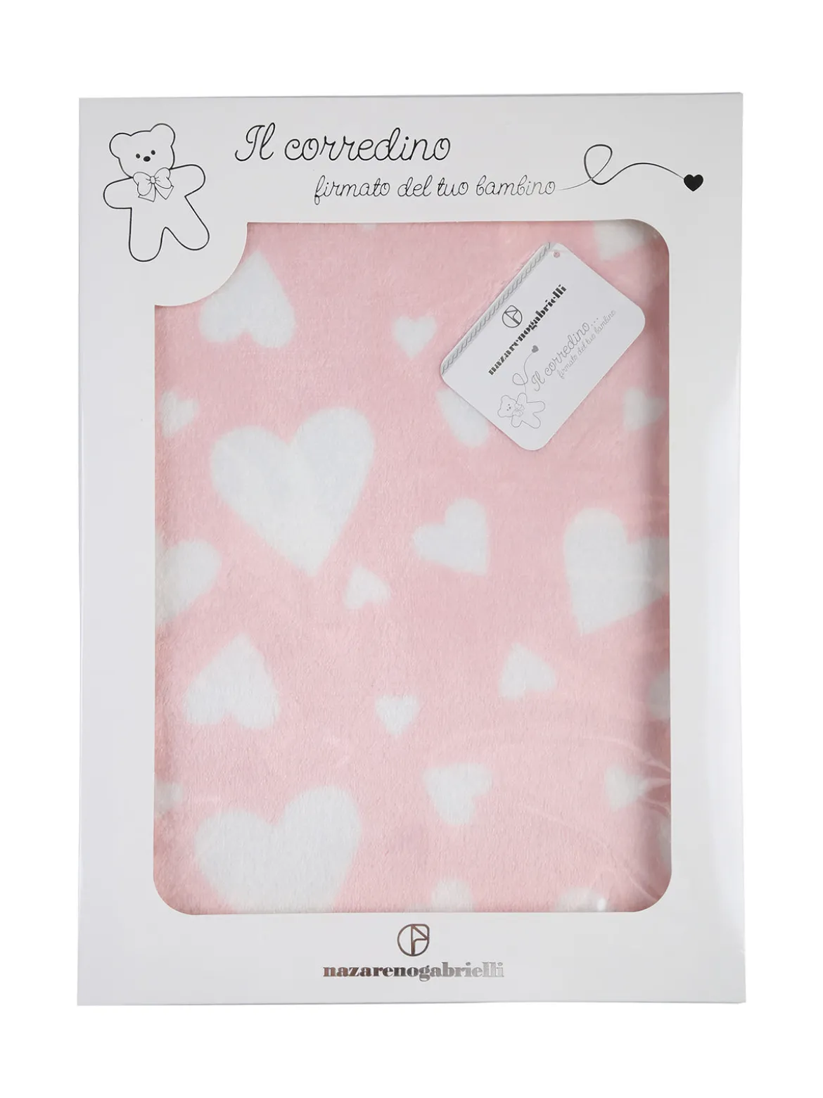 Nazareno Gabrielli Copertina culla in pile per neonati stampa cuori - rosa