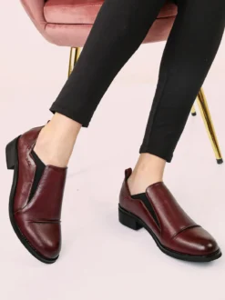 Nazareno Gabrielli Mocassini donna in ecopelle con tacco largo - bordeaux