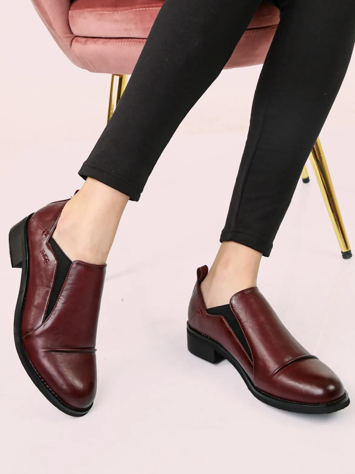 Nazareno Gabrielli Mocassini donna in ecopelle con tacco largo - bordeaux