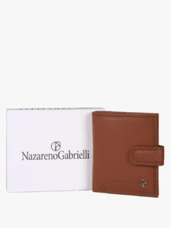 Nazareno Gabrielli Portafoglio mini in pelle da uomo con bottone