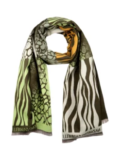 Nazareno Gabrielli Sciarpa donna con stampe animalier - pistacchio