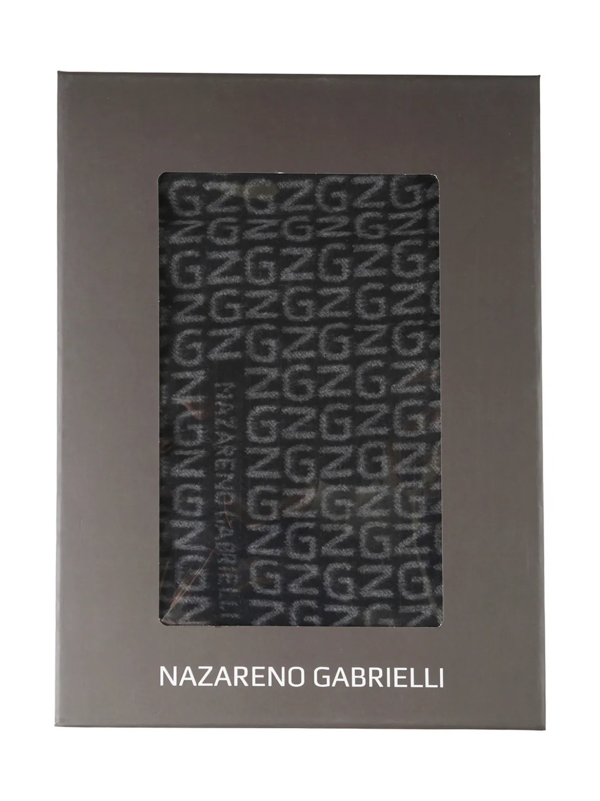 Nazareno Gabrielli Sciarpa uomo con stampe e finale sfrangiato - nero