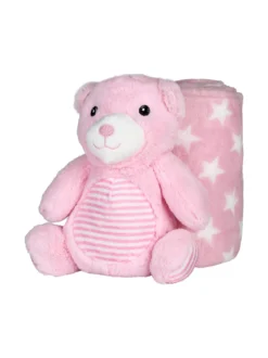 Nazareno Gabrielli Set regalo per neonati con coperta in pile e pupazzo orsetto - rosa