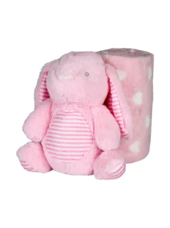 Nazareno Gabrielli Set regalo per neonati con coperta in pile e pupazzo coniglio - rosa