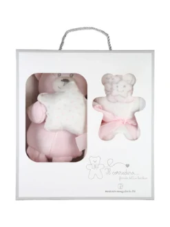 Nazareno Gabrielli Set regalo per neonati con coperta in pile e pupazzo orsetto con stella - rosa