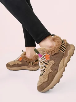 Nazareno Gabrielli Sneakers donna con dettagli orsetto e platform - taupe