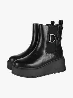Nazareno Gabrielli Stivaletti donna con zeppa platform e zip - nero