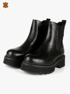 Nerofumo Stivaletti in pelle chelsea con tacco e plateau
