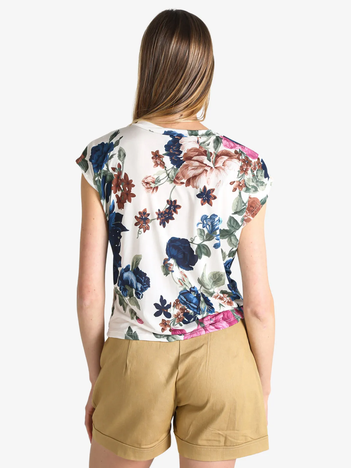 New Collection Blusa donna fiorata a maniche corte