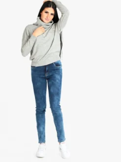 New Collection Jeans elasticizzato da donna effetto slavato