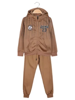New Kids Completo tuta 2 pezzi da bambino con cappuccio - cammello
