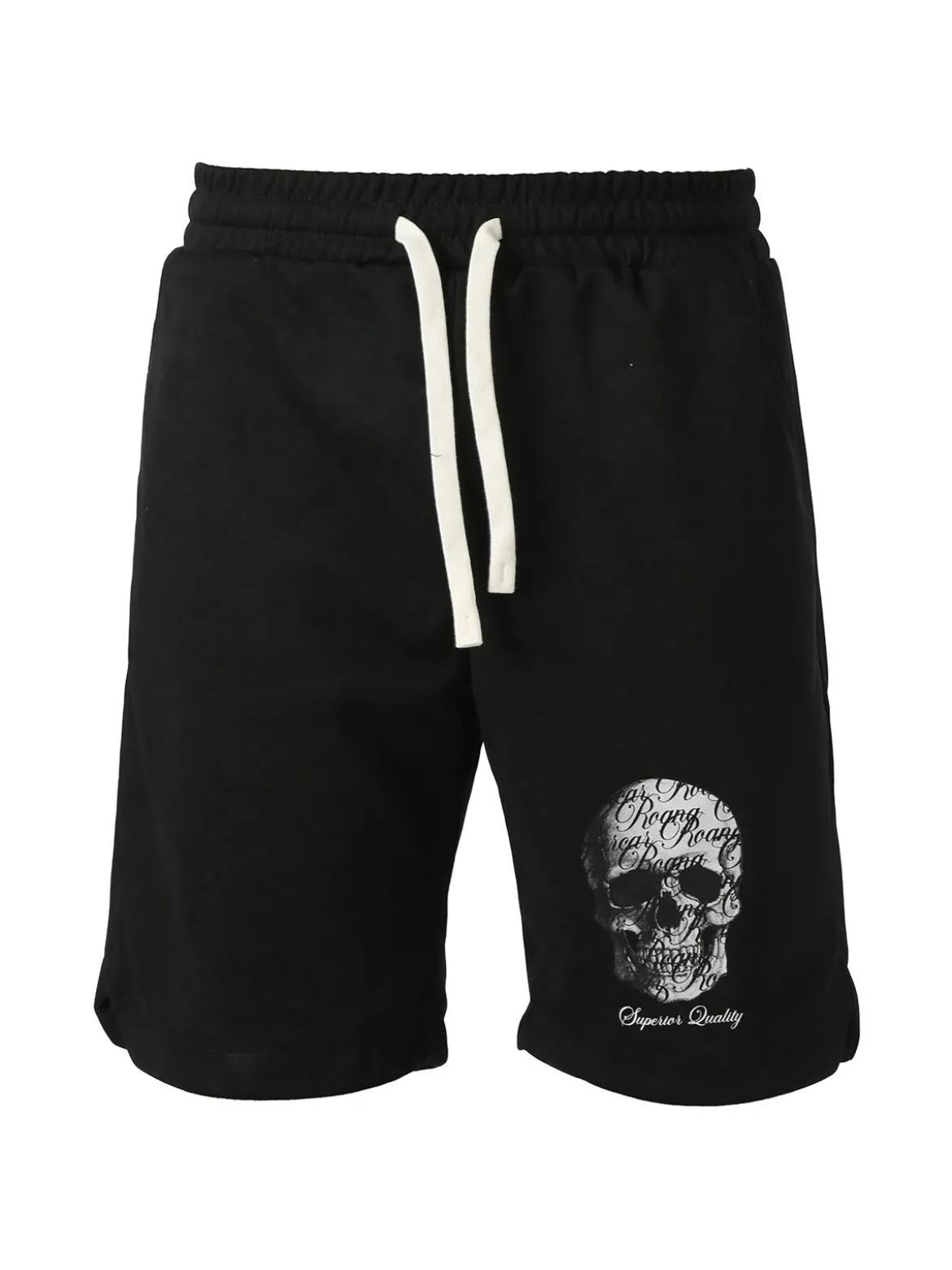 New Mentality Bermuda da uomo con coulisse e stampa teschio - nero