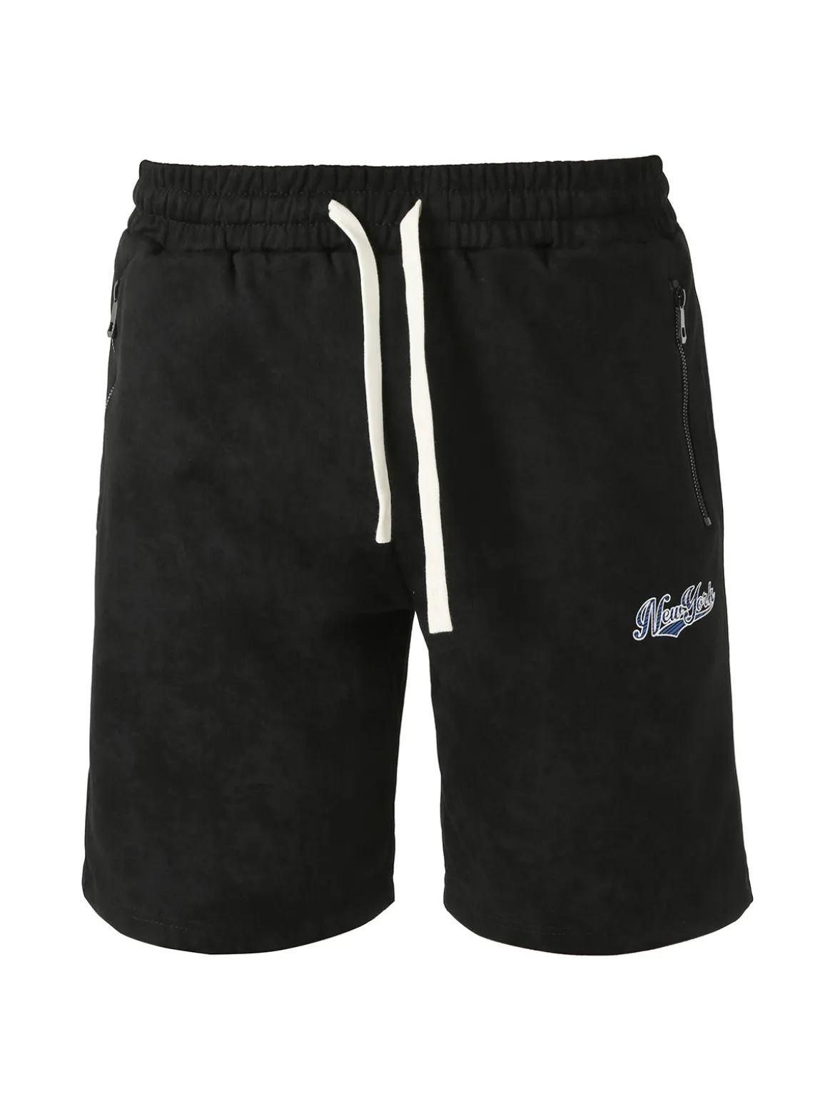 New Mentality Bermuda da uomo con coulisse e tasche frontali con zip - nero