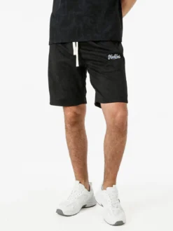 New Mentality Bermuda da uomo con coulisse e tasche frontali con zip - nero
