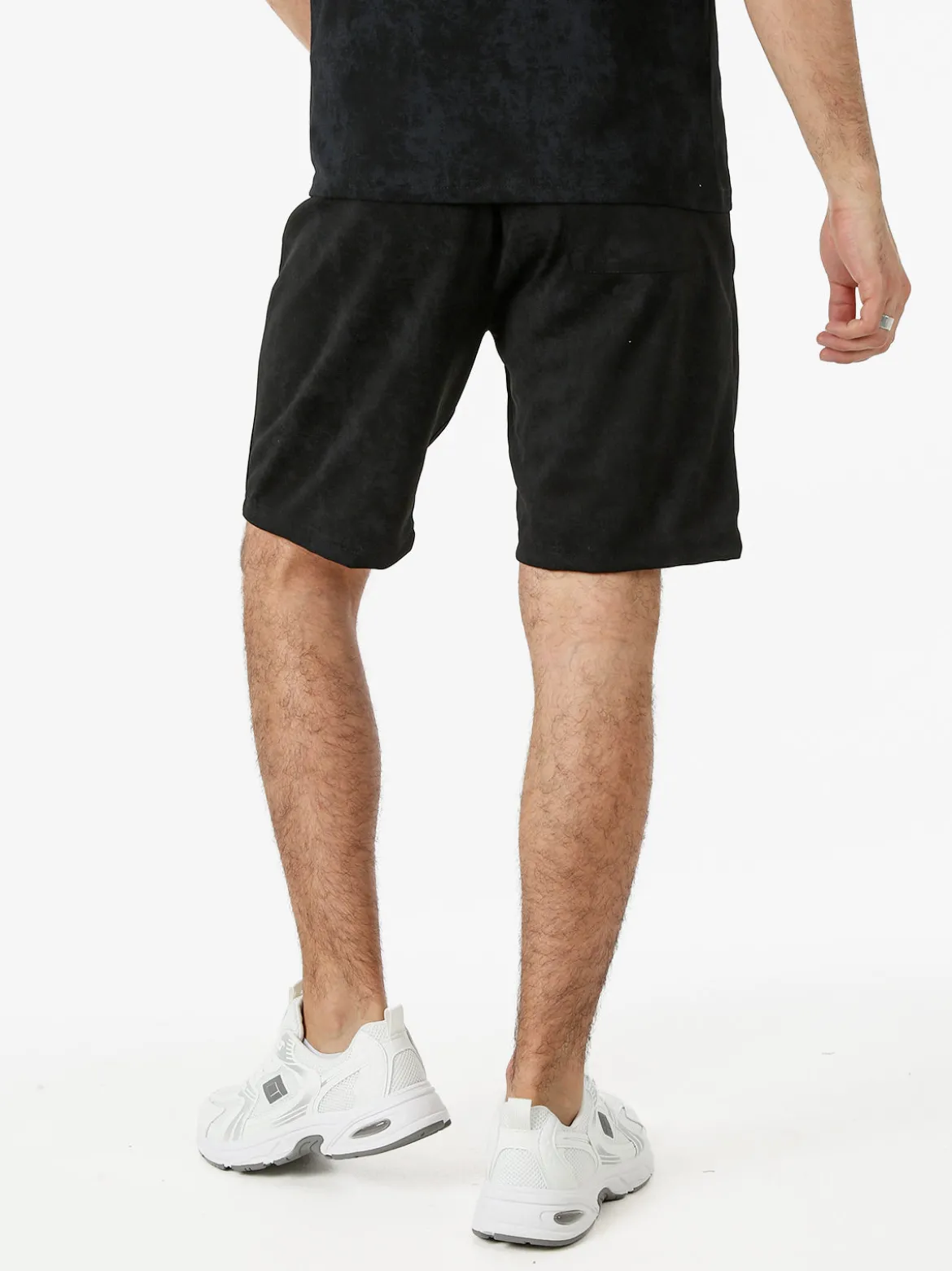 New Mentality Bermuda da uomo con coulisse e tasche frontali con zip - nero