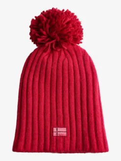 Norway Cappello donna in maglia con pompon - rosso