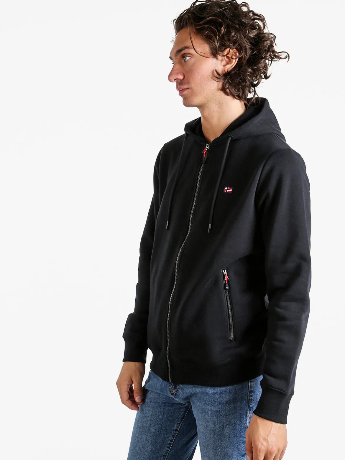 Norway Felpa da uomo con cappuccio e zip - nero
