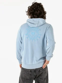 Norway Felpa da uomo full zip con cappuccio e stampa dietro - azzurro