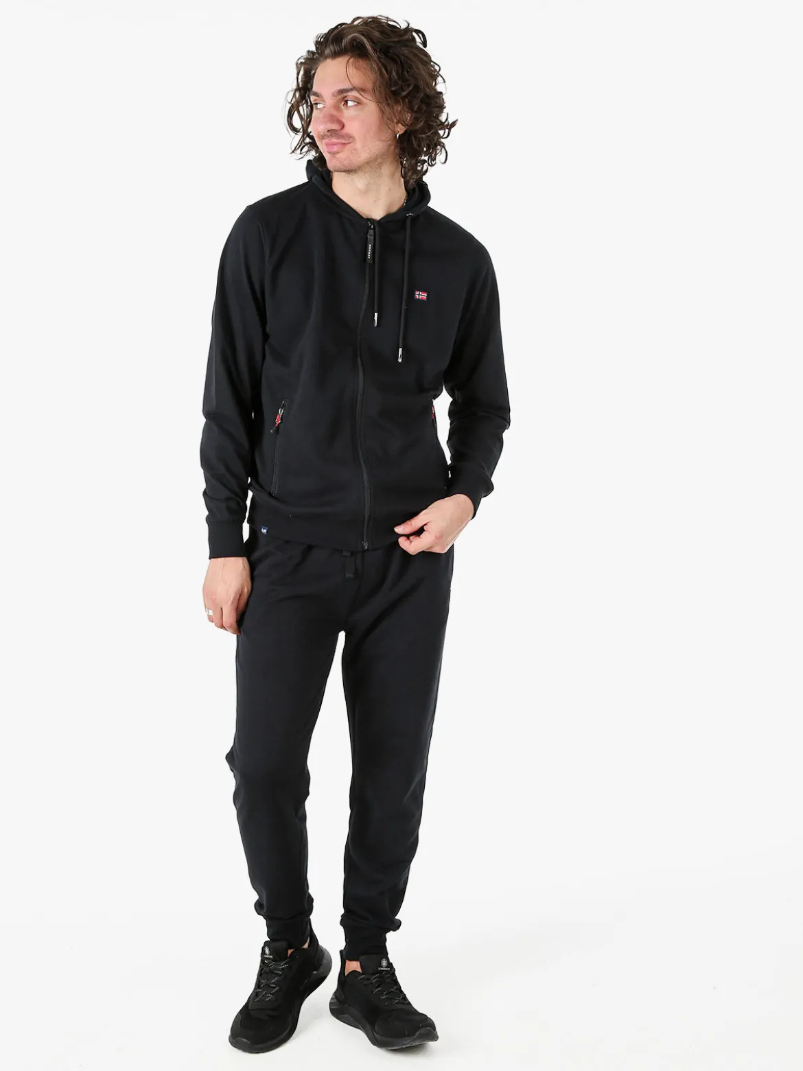 Norway Felpa da uomo full zip con cappuccio - nero