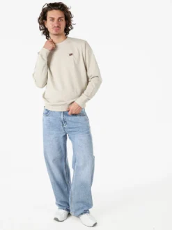 Norway Felpa girocollo da uomo in misto cotone con logo - beige
