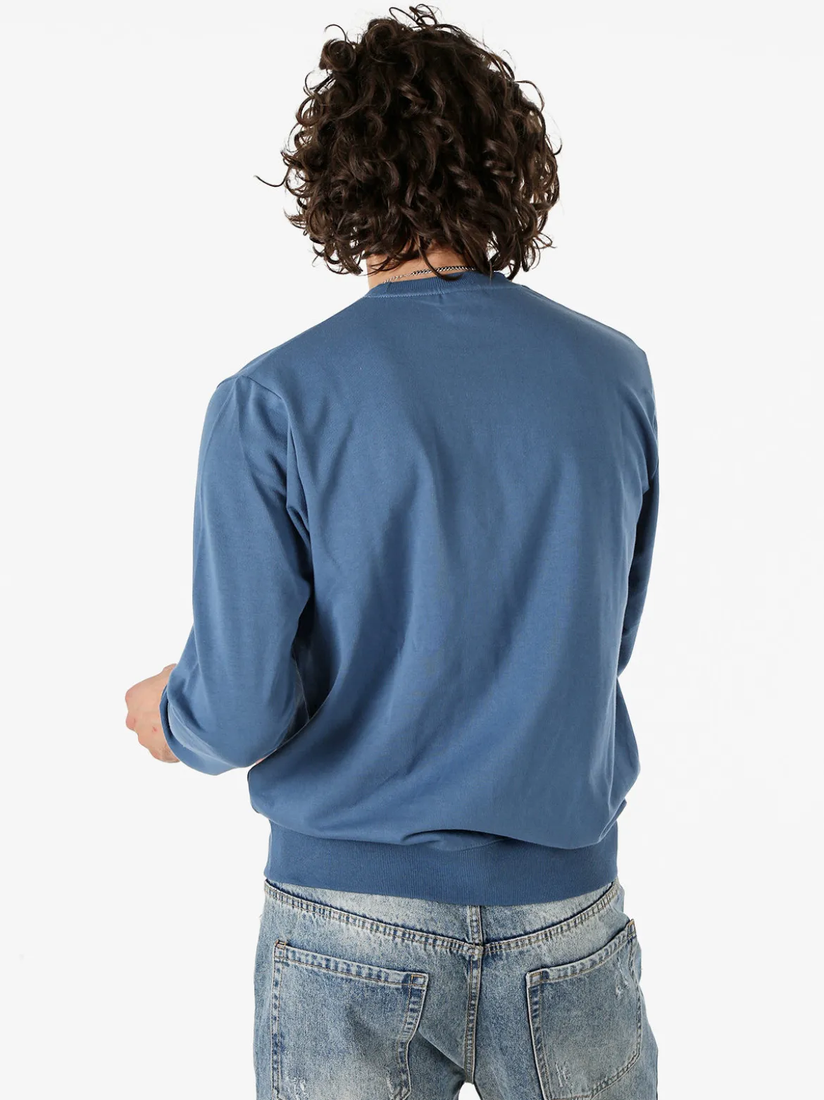 Norway Felpa girocollo da uomo in misto cotone con logo - blu
