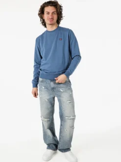 Norway Felpa girocollo da uomo in misto cotone con logo - blu