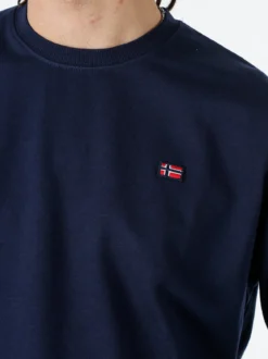 Norway Felpa girocollo da uomo in misto cotone con logo - blu scuro