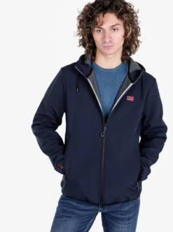 Norway Giacca impermeabile da uomo con cappuccio e interno in pile