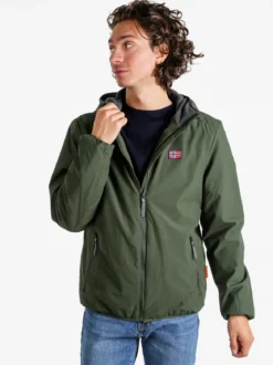 Norway Giubbotto impermeabile da uomo con cappuccio e zip - militare