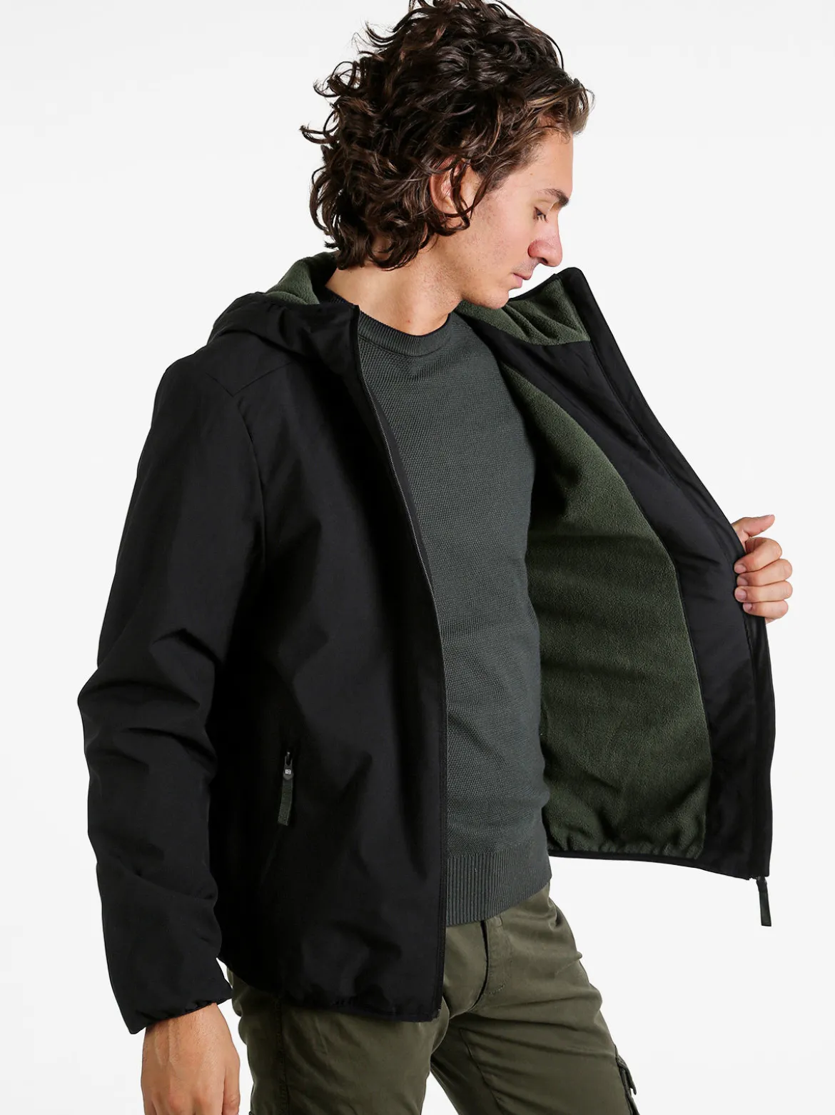 Norway Giubbotto impermeabile da uomo con cappuccio e zip - nero