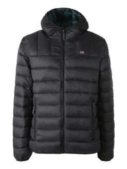 Norway Giubbotto piumino da uomo con cappuccio e zip - nero
