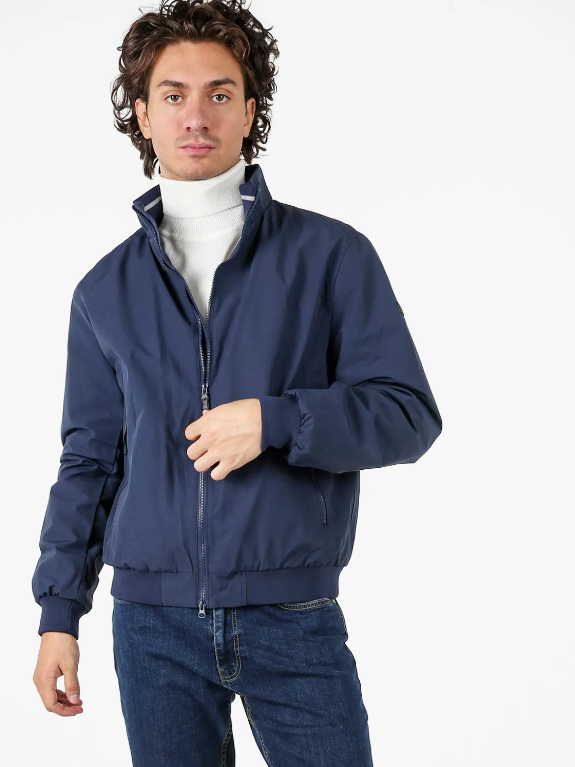 Norway Giubbotto uomo con zip e interno in pile - blu scuro