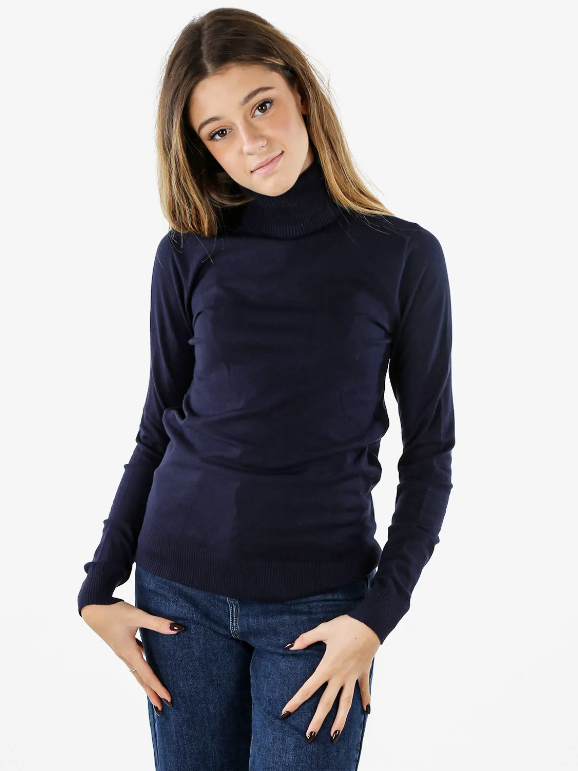 Norway Maglia dolcevita donna in tinta unita - blu scuro