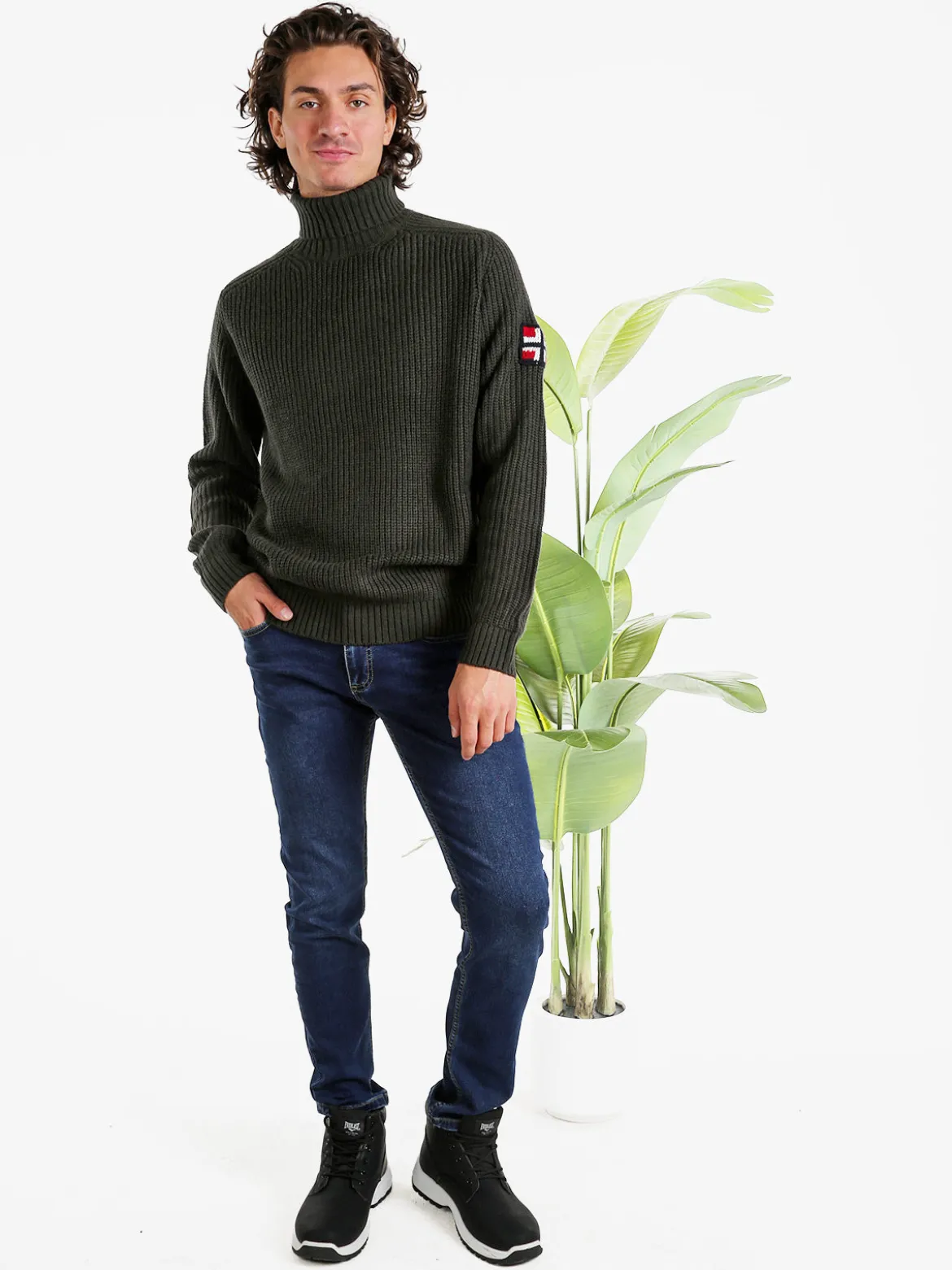 Norway Maglione dolcevita da uomo in misto lana - militare