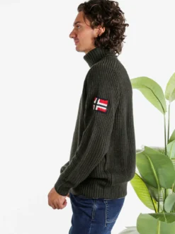 Norway Maglione dolcevita da uomo in misto lana - militare