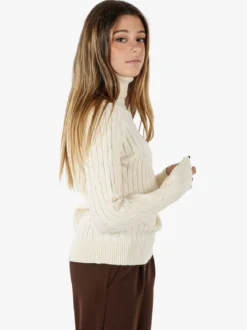 Norway Maglione dolcevita donna a trecce - panna
