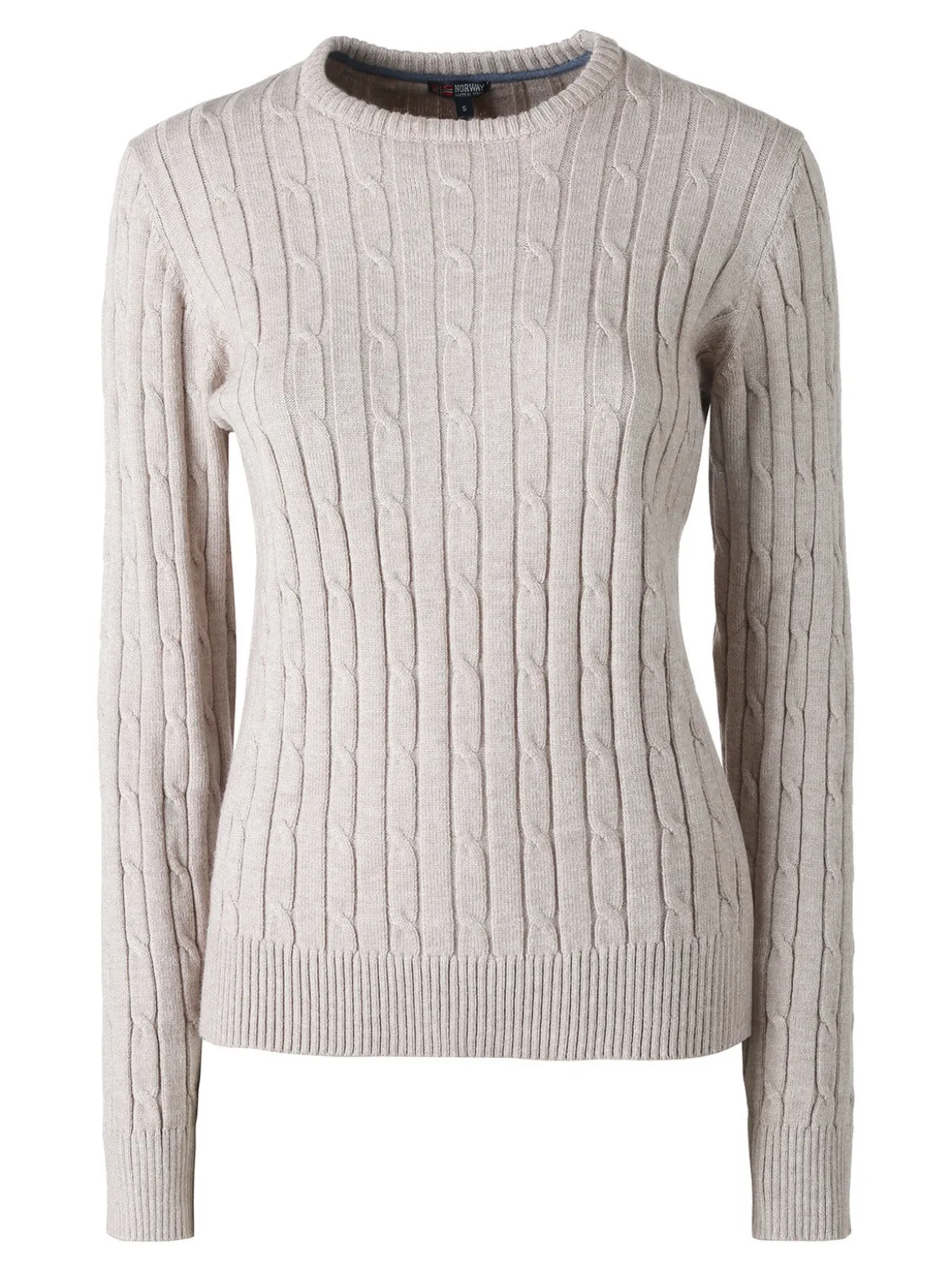 Norway Maglione girocollo da donna a trecce - sabbia