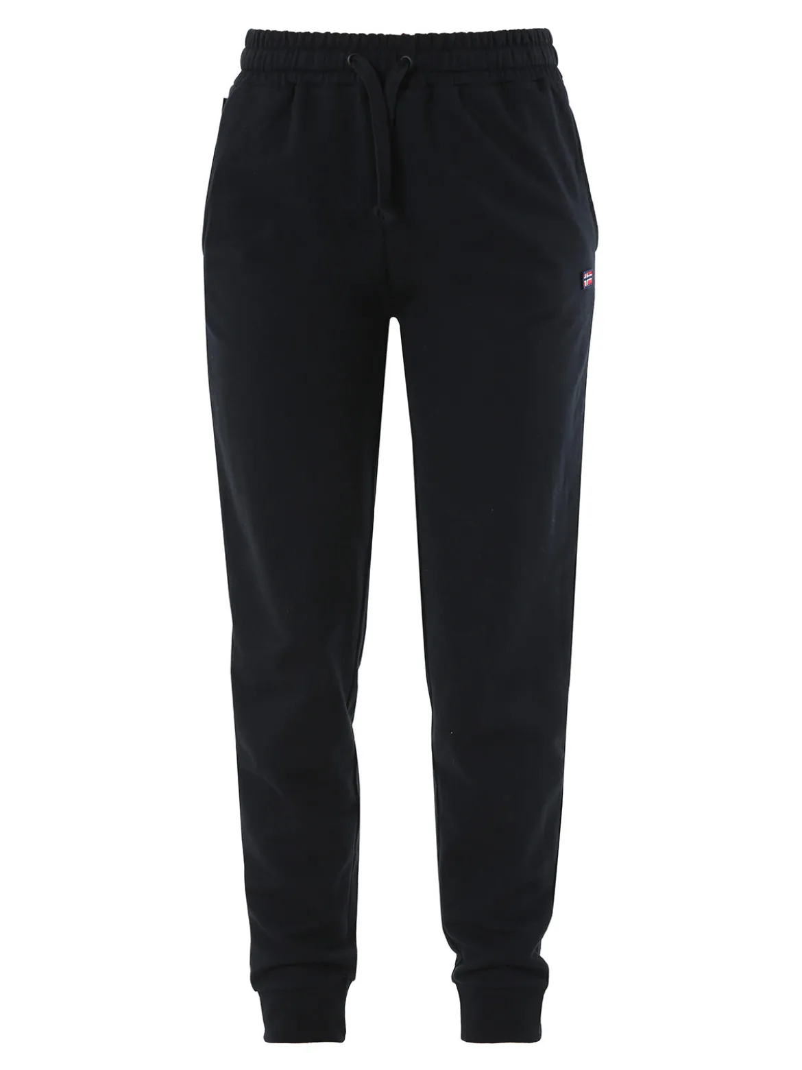 Norway Pantaloni tuta da donna in cotone con coulisse e polsini - nero