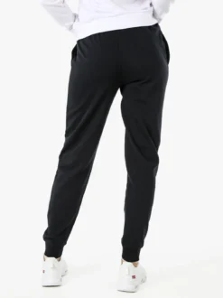 Norway Pantaloni tuta da donna in cotone con coulisse e polsini - nero