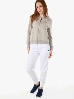 Norway Pantaloni tuta da donna in cotone con coulisse e polsini - bianco