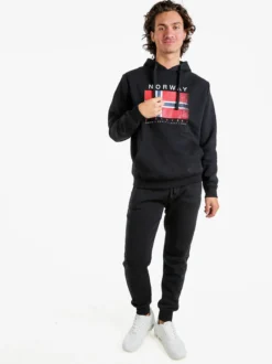 Norway Pantaloni tuta da uomo felpati con polsini - nero