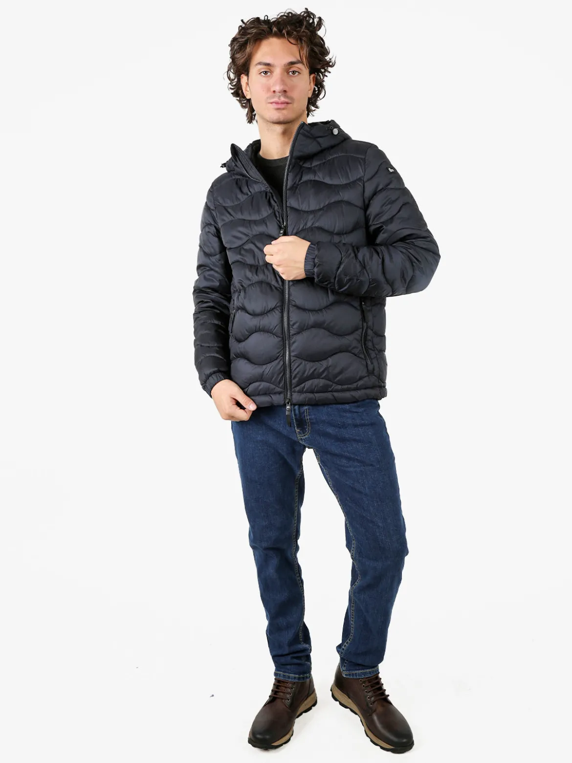 Norway Piumino leggero da uomo con cappuccio e zip - nero