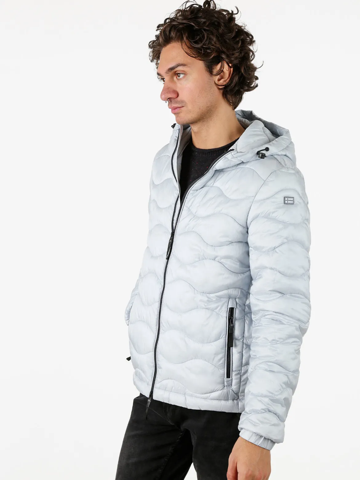 Norway Piumino leggero da uomo con cappuccio e zip - perla